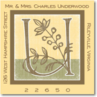 Name Doodles - Square Address Labels/Stickers (Floral Caps Yellow)